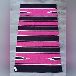 Single Weave Acrylic/Cotton Blend Pink Navajo Style Rug or Blanket New!